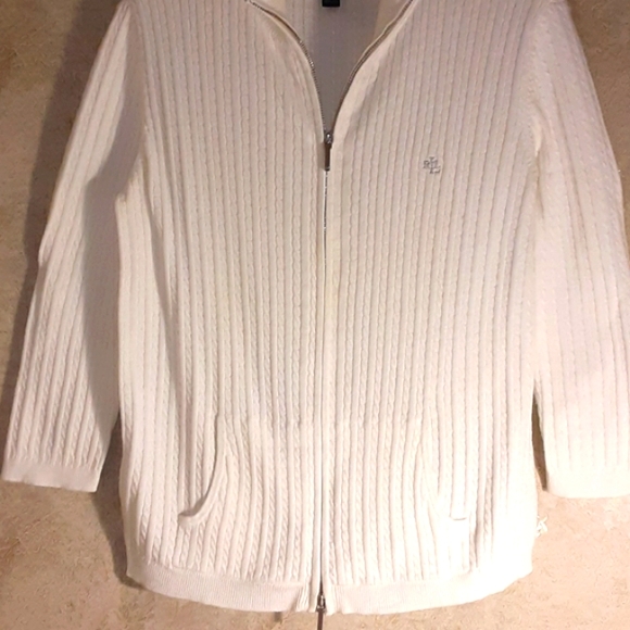 VINTAGE RALPH LAUREN SWEATER White Lightweight Size Medium - Picture 2 of 8
